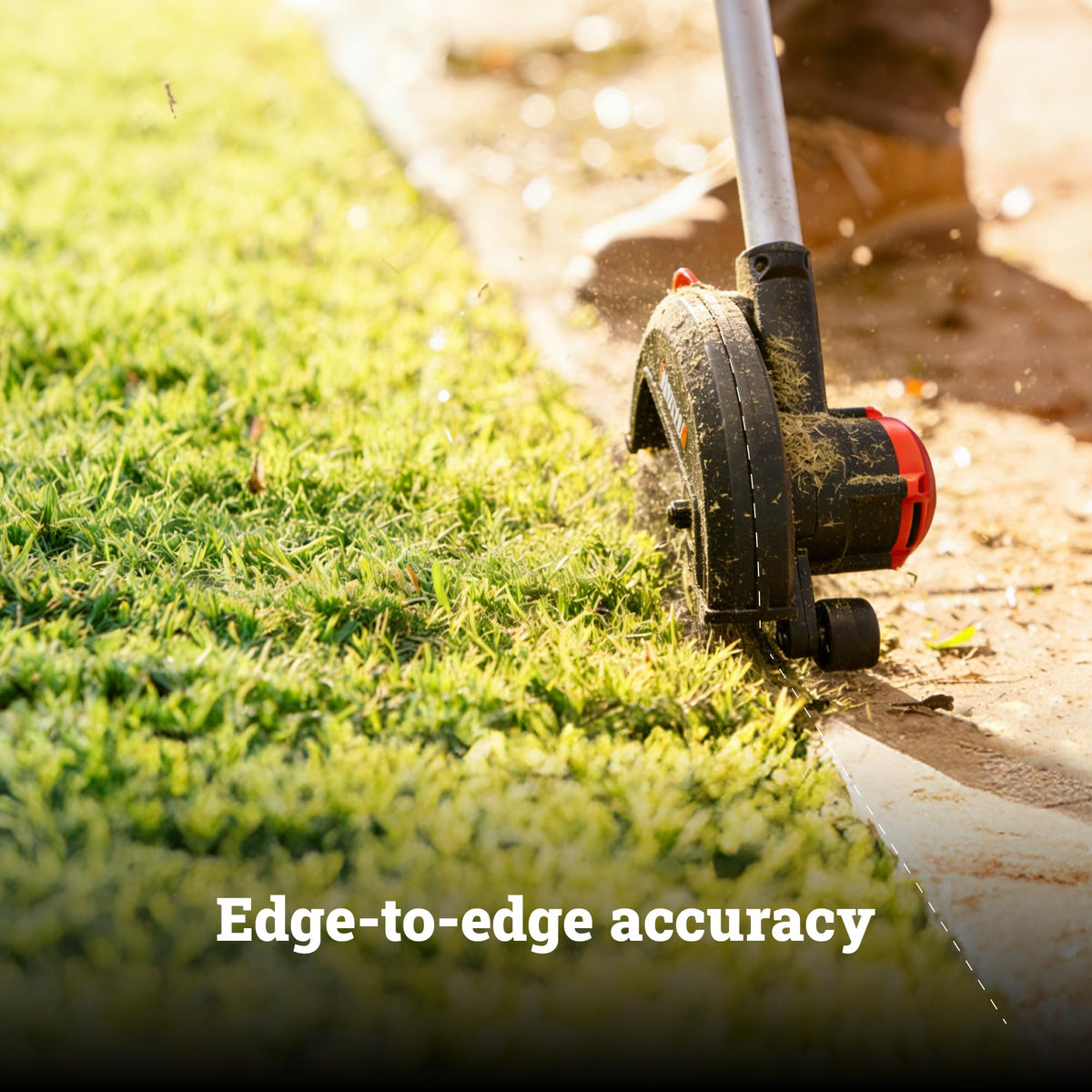 WORX Nitro dual wheels demonstrate stable tracking during edging