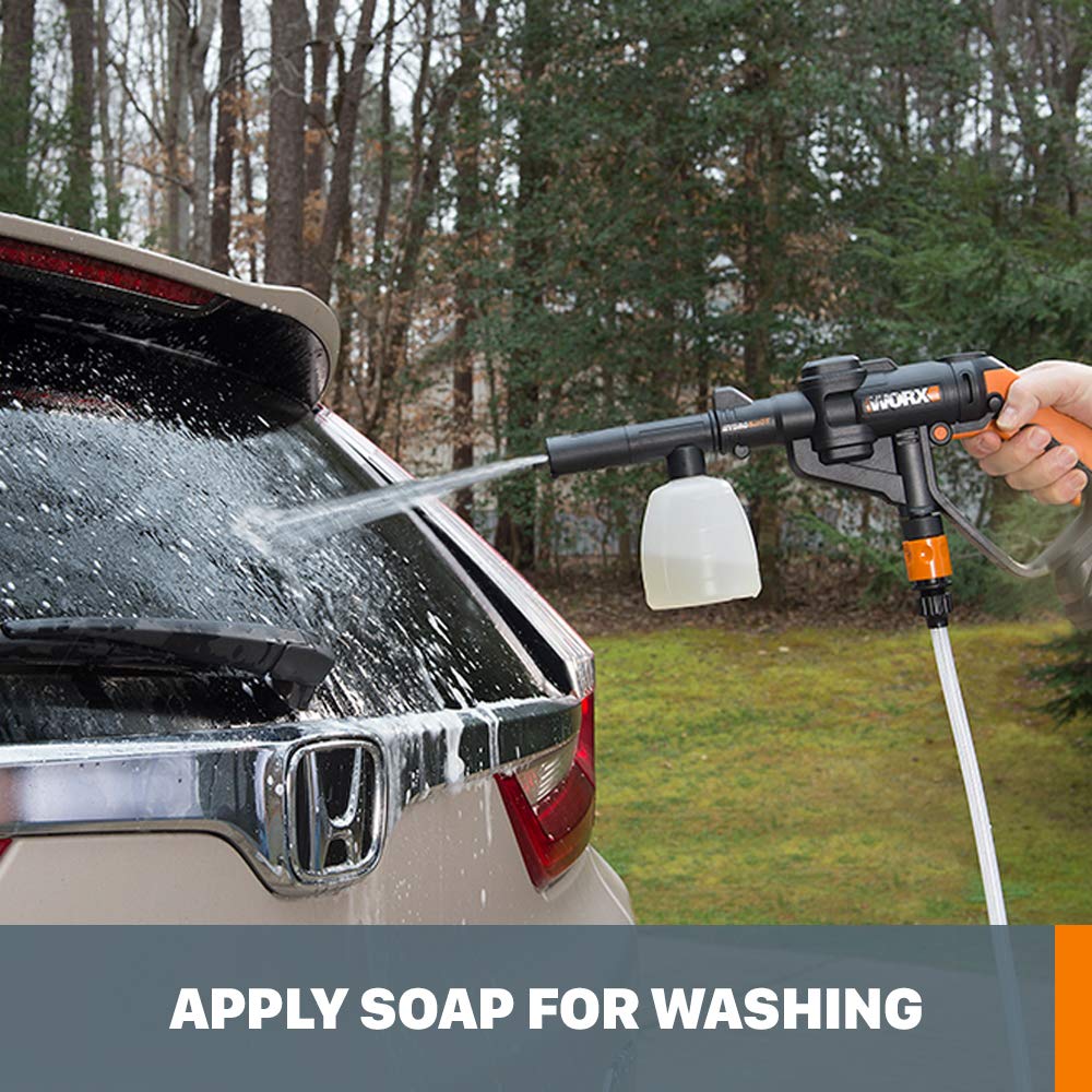 WORX 13-5 oz soap bottle ready for extended jobs.