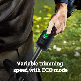 Adjustable D-handle supports comfortable posture during trimming