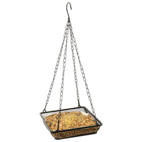 WOSIBO hanging feeder seed tray front view with sturdy weatherproof mesh