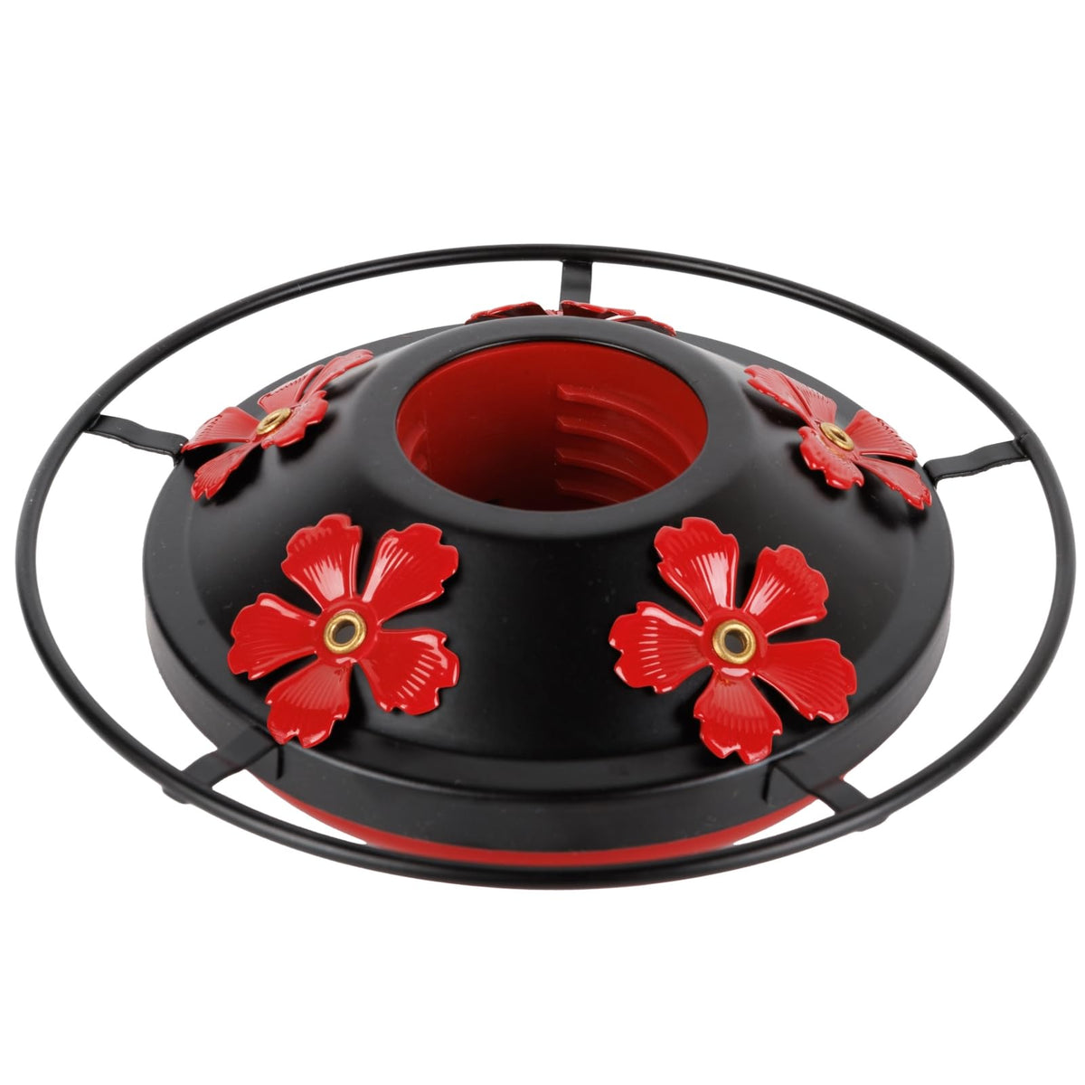 WOSIBO hummingbird feeder bottom base with red flower top for easy nectar access