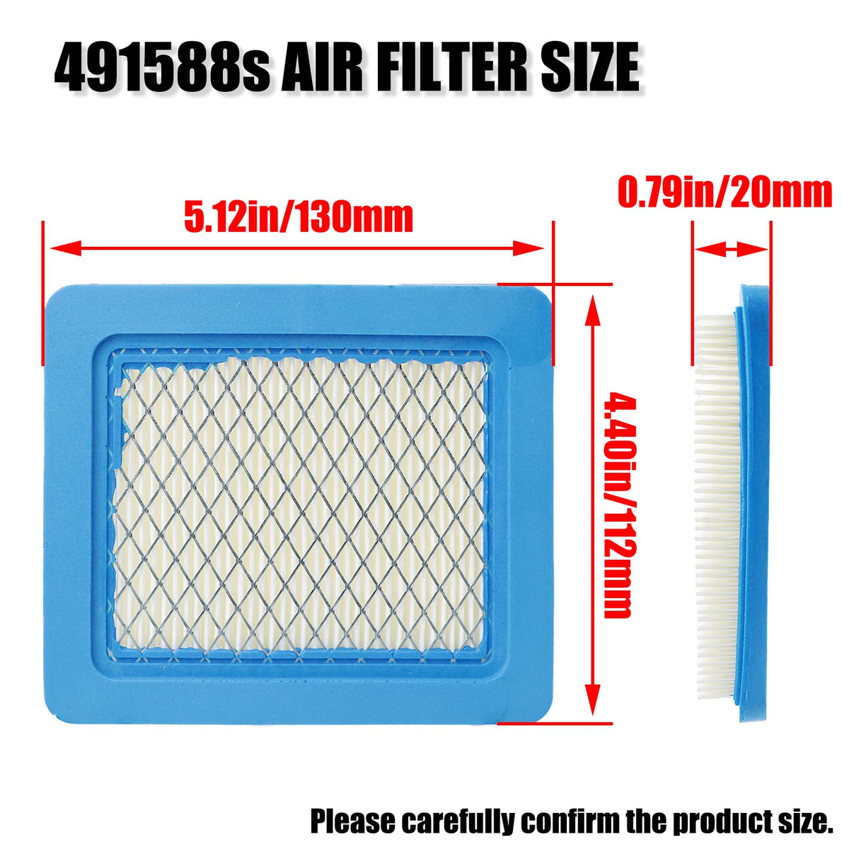 WOTIAN 491588s air filter pack side view highlighting compact design.