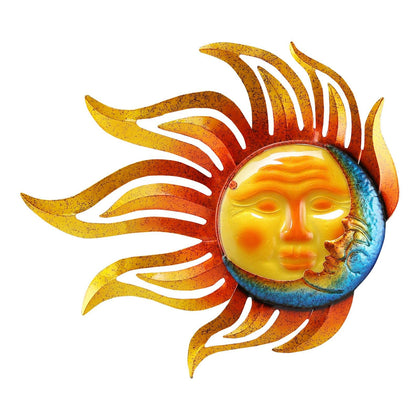 Wotieuns sun and moon wall art for outdoor garden display.