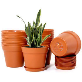WOUSIWER 6-inch plastic planter with drainage holes for healthier root growth.