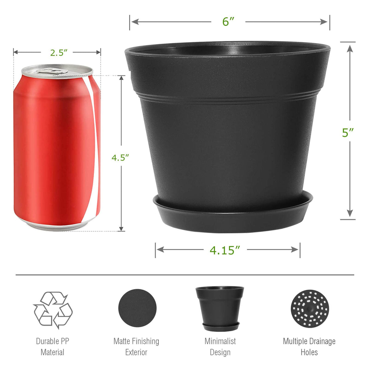 WOUSIWER planters with mesh drainage holes to prevent overwatering