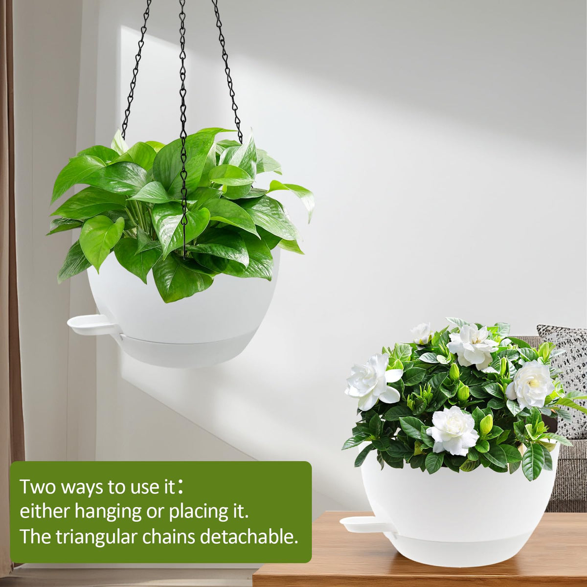 WOUSIWER planter with drainage holes promotes airflow and reduces root rot.