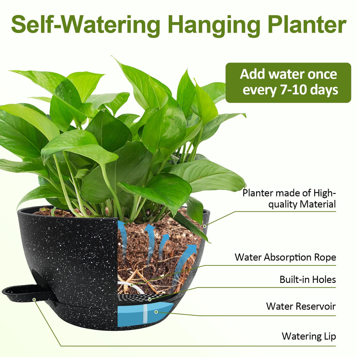 WOUSIWER indoor-outdoor hanging planter for balcony or patio daylight gardening.