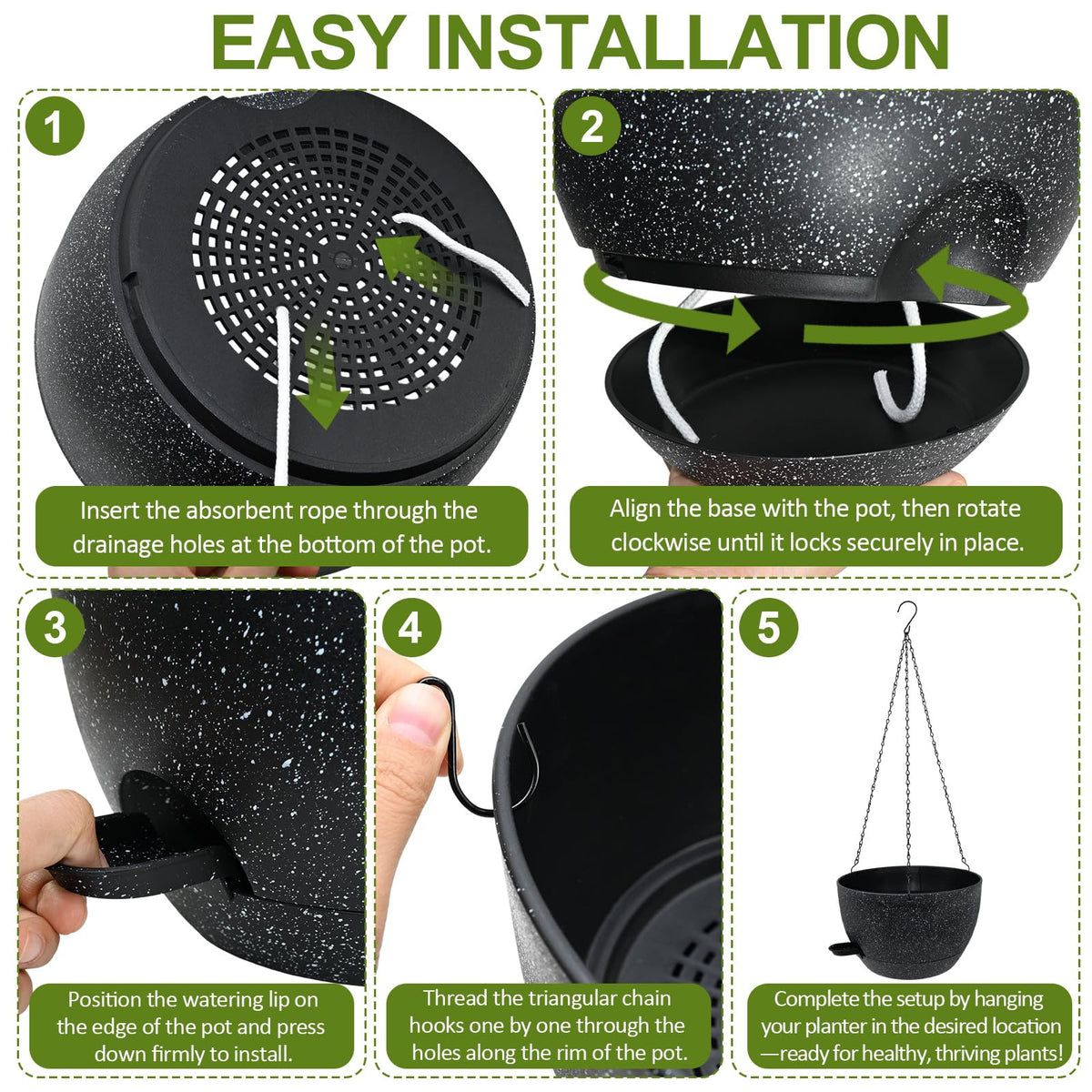 Two-pack WOUSIWER planters suitable for ivy, ferns, herbs, and succulents.