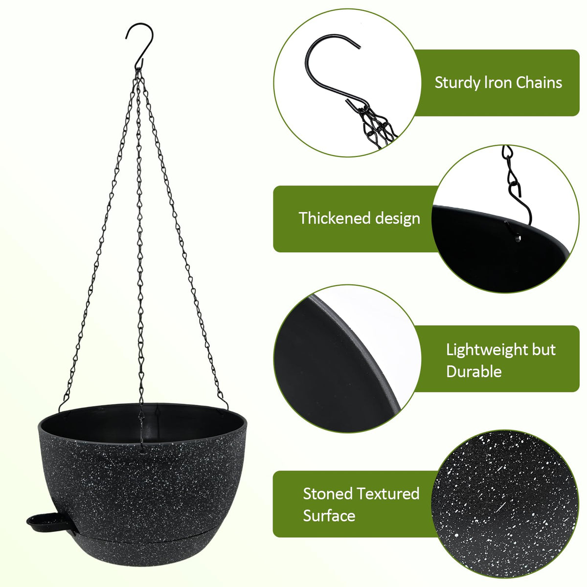 Removable tray provides 7–14 days of moisture for WOUSIWER planters.