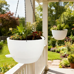 WOUSIWER planter with drainage holes and reservoir tray for steady moisture