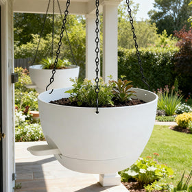 WOUSIWER 10-inch white planter side view highlights durable construction.