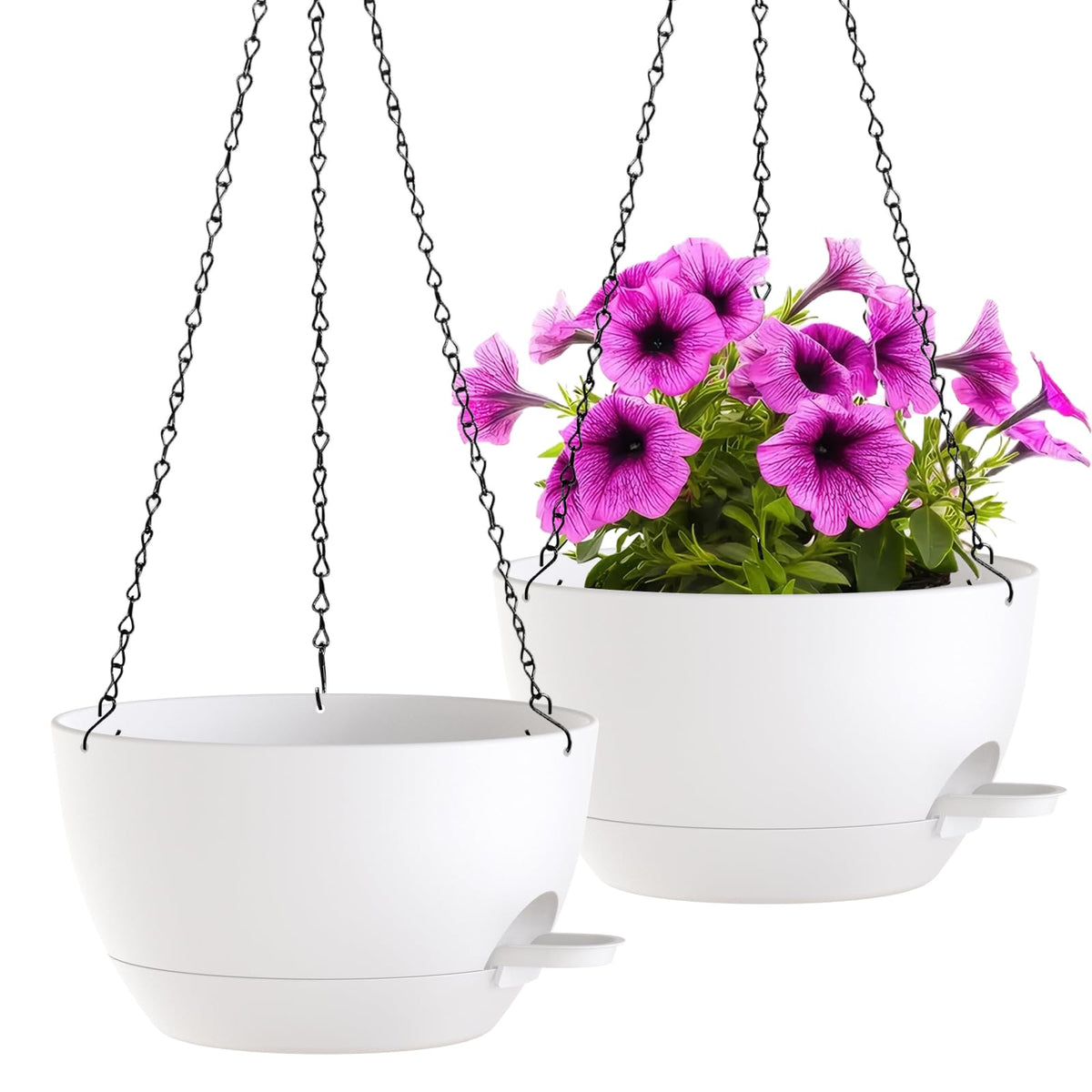 WOUSIWER self-watering hanging planter 12-inch white with a clean minimalist look and ready-to-hang design