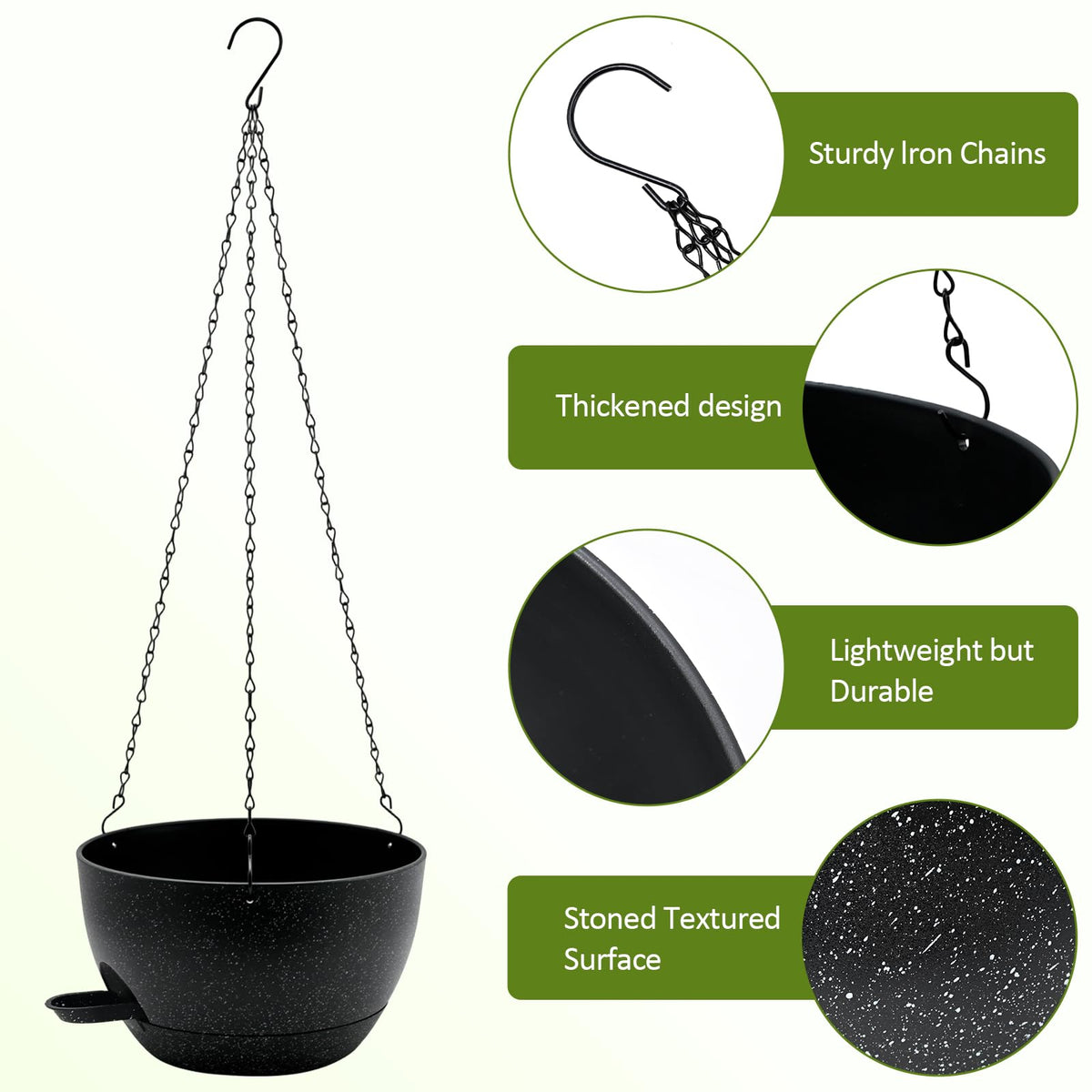 Weather-resistant plastic and rust-proof hardware endure outdoor conditions.