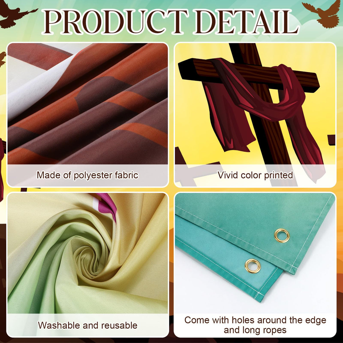 WovWeave Easter banner with wooden cross design as focal point