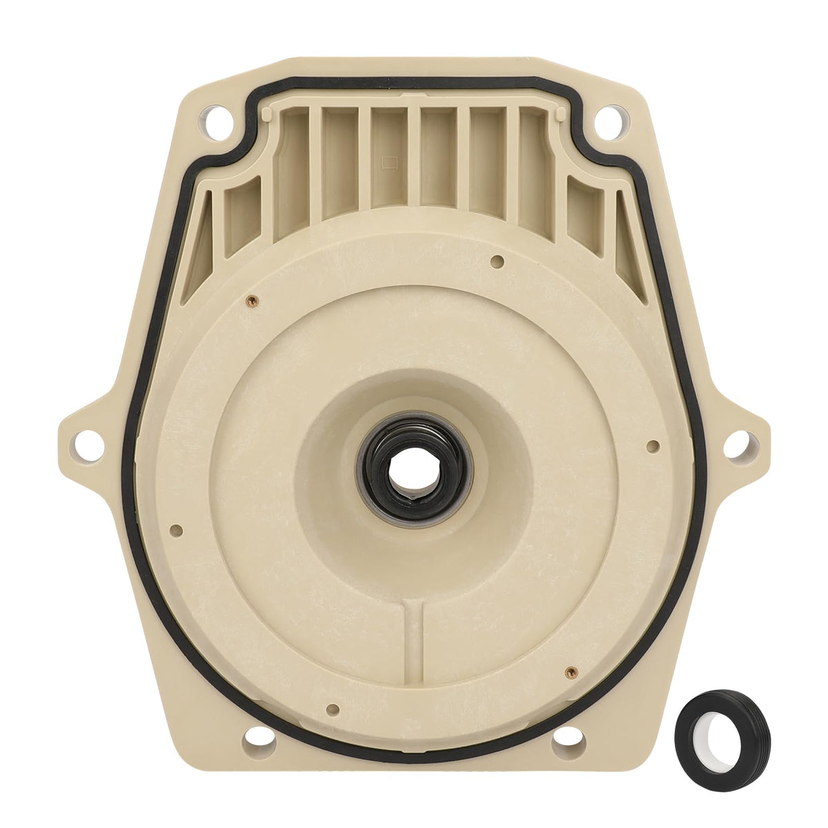 Wowewk seal plate on Whisperflo pump illustrates compatibility and reliable operation.