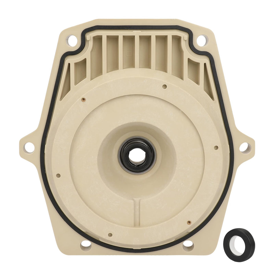 Wowewk seal plate on Whisperflo pump illustrates compatibility and reliable operation.