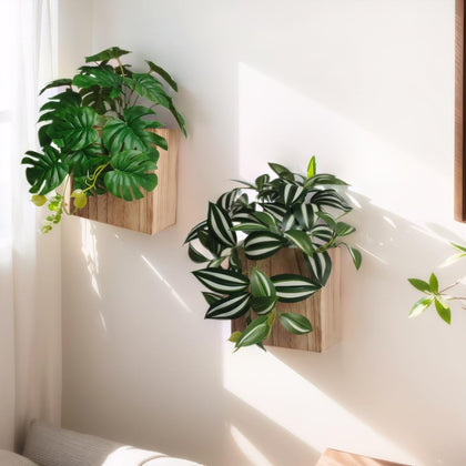 WOYOO wood wall planter vase adds natural texture to living room decor