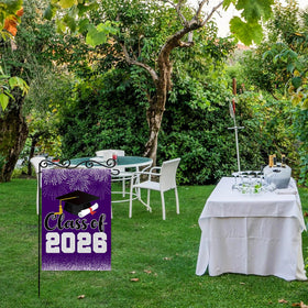 WPCTYQ Purple Class of 2026 flag back view helps catch attention from street level.