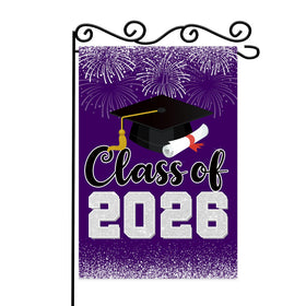 WPCTYQ Purple Class of 2026 flag front view shows bright, festive curb appeal.