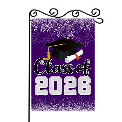 WPCTYQ Purple Class of 2026 flag front view shows bright, festive curb appeal.