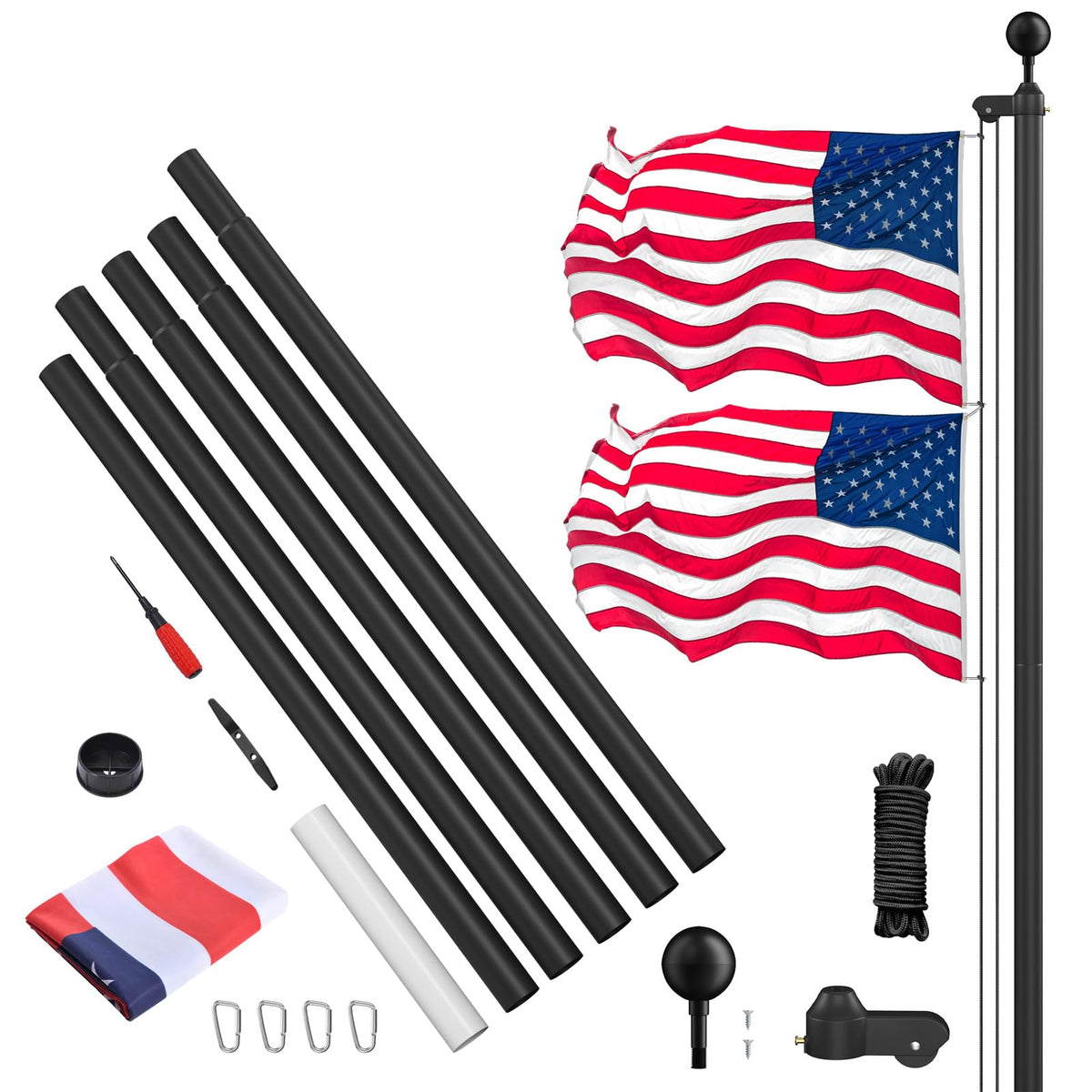 Wphold flag pole kit black pole shows modern exterior look for homes and businesses.