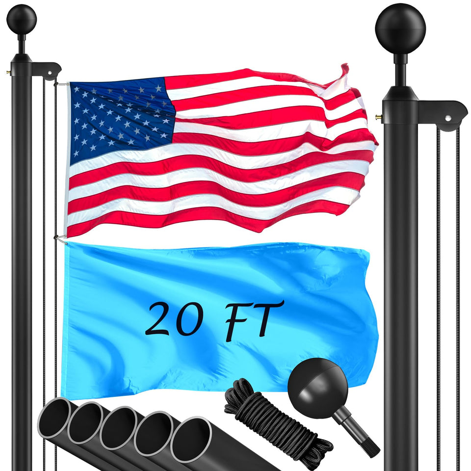 Wphold flag pole kit 20 ft assembly demonstrates sturdy in-ground setup for outdoor use.