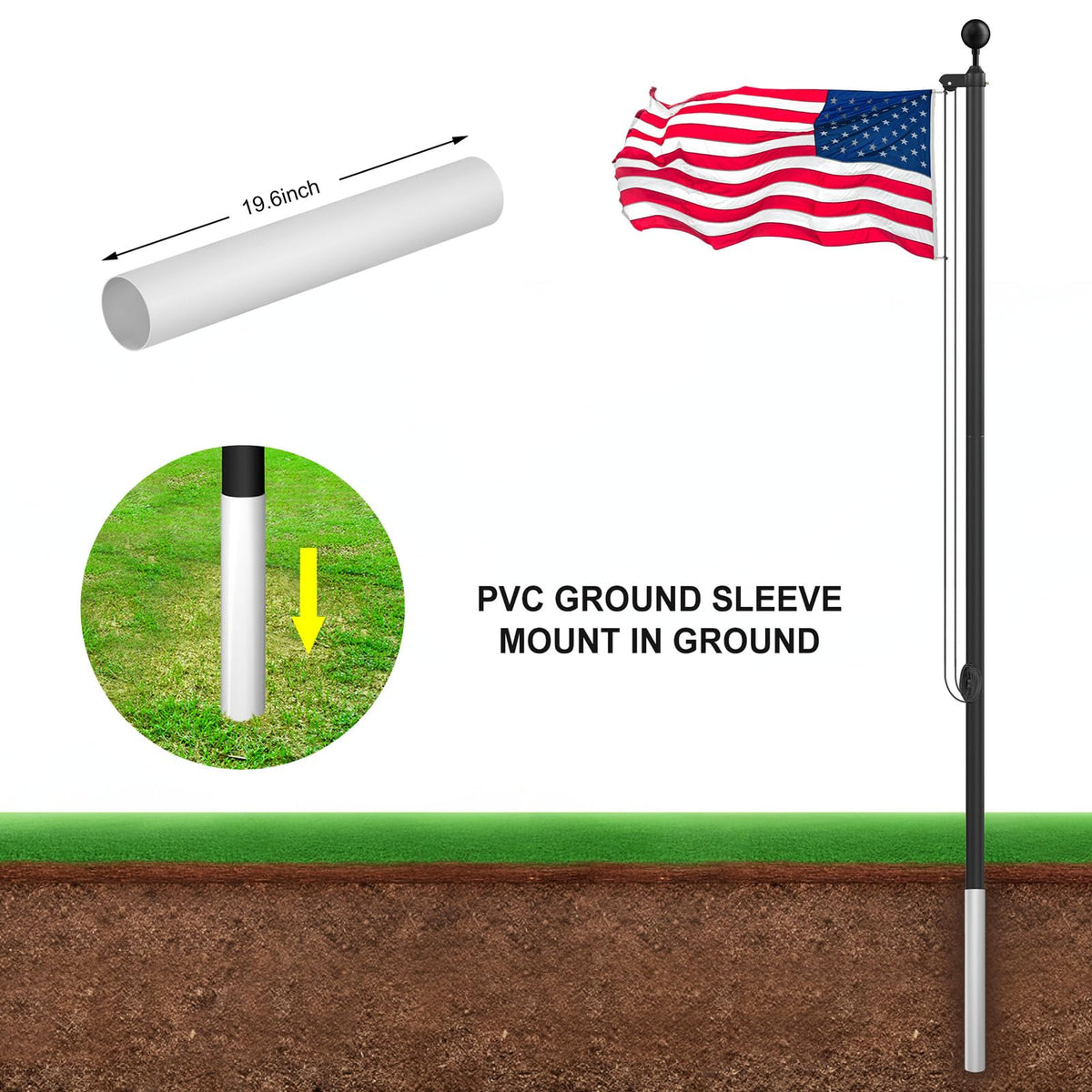 Wphold flag pole kit five-section rod enables compact storage when not in use.