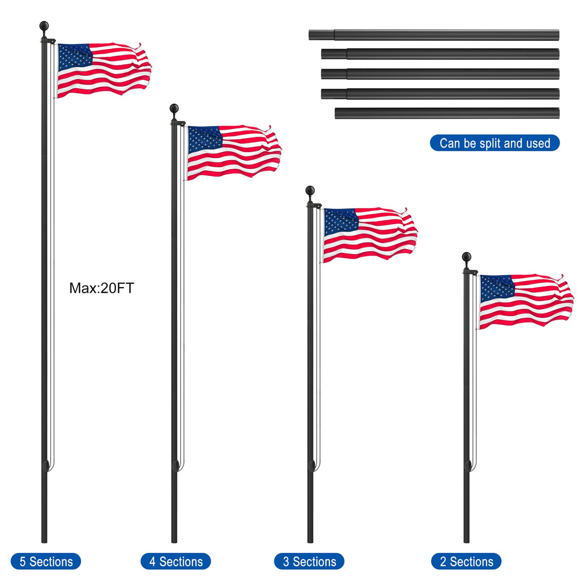 Wphold flag pole kit in-ground installation provides stable anchoring for outdoor display.