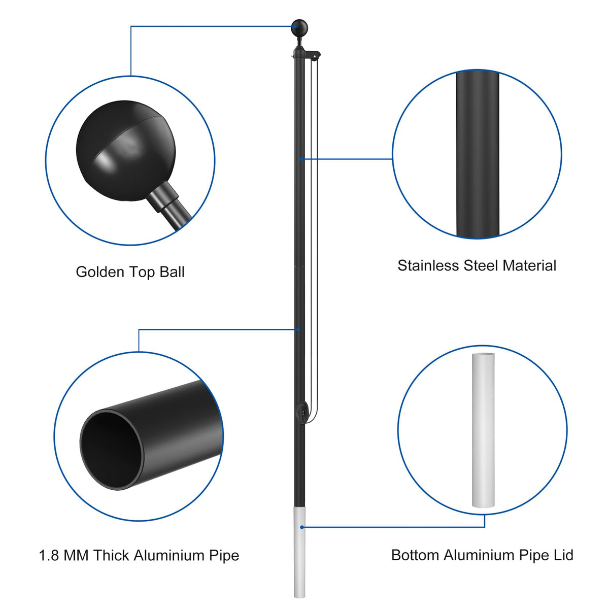 Wphold flag pole kit storage-ready design allows easy disassembly after events.