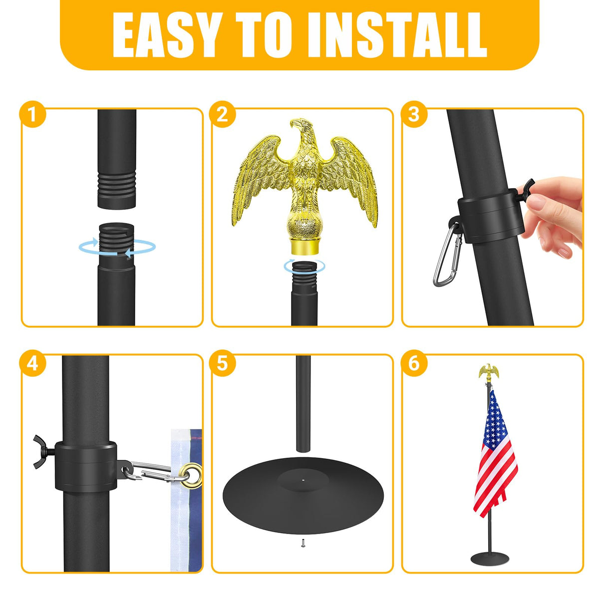 Wphold detailed golden eagle topper adds timeless prestige to flags.