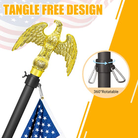 Wphold flag pole with 360-degree rotatable collar prevents tangling for pristine flags.