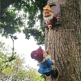 WPJFMXZ climbing gnome tree face decor adds whimsy to outdoor spaces