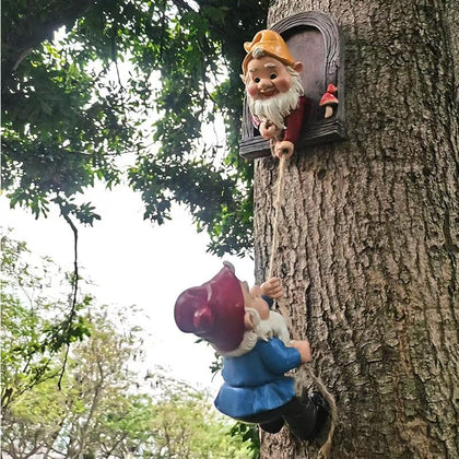 WPJFMXZ climbing gnome tree face decor adds whimsy to outdoor spaces