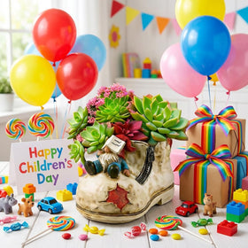 WPJFMXZ compact 7.2-inch gnome planter suits small arrangements.