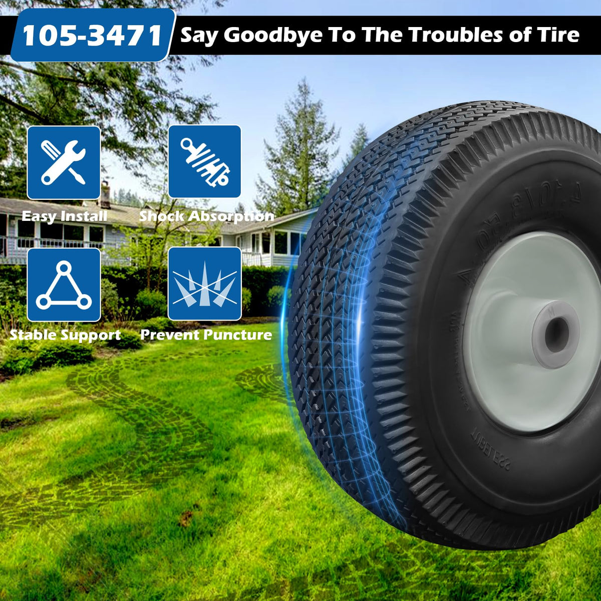 WPL 105-3471 easy-install design fits Toro and Exmark front wheels quickly.