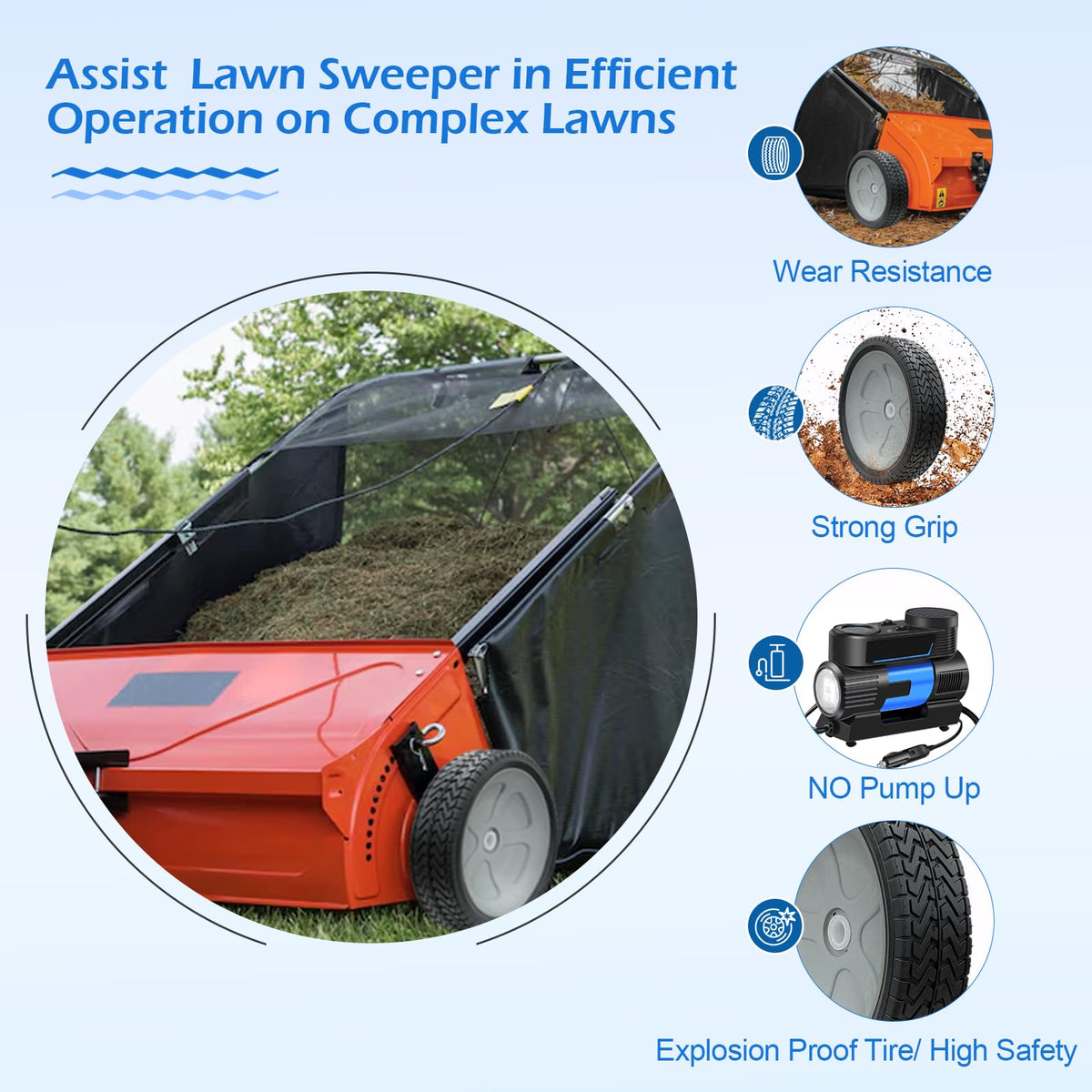 WPL 40987 rubber tire with textured tread provides reliable grip on grass.