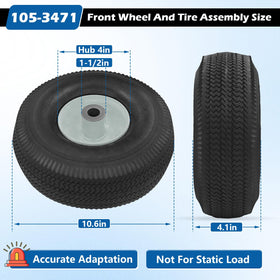 WPL front wheel and tire for Exmark Quest Z-Turn, smooth turns with less turf wear