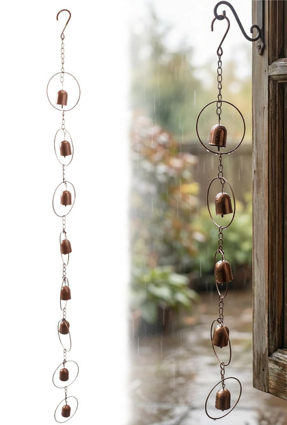 WQAPVHBG rain chains outside with eight bells for decorative garden ambience and soothing sounds