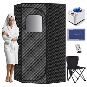 WR-Persist pentagon sauna setup shows compact portable design for private home spa relaxation.