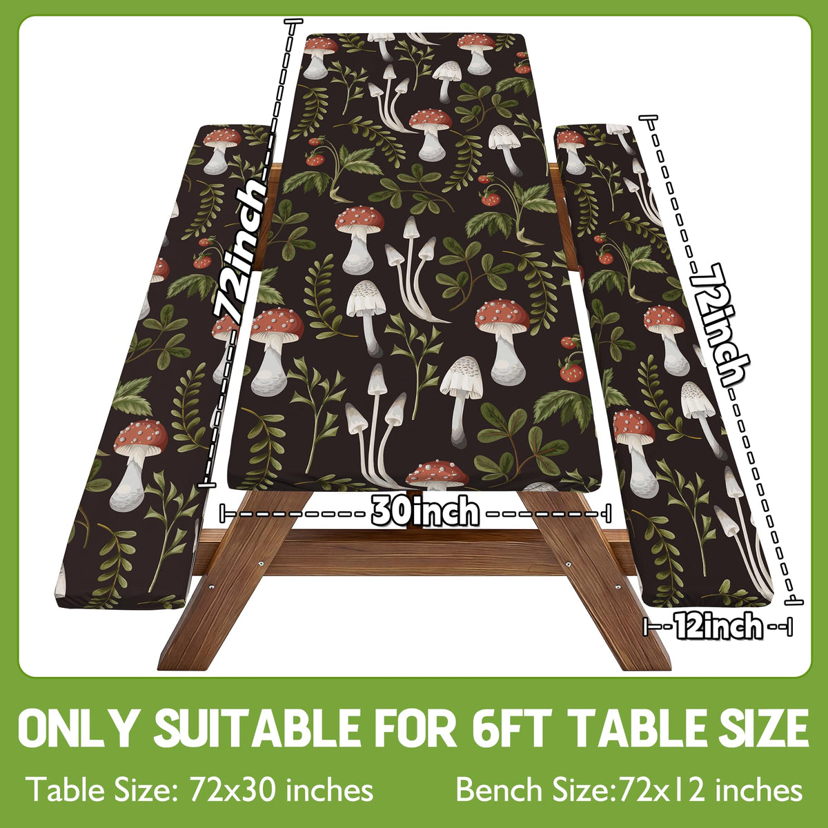 Wrakus bench covers 72x12 secured by elastic edges to stay put.