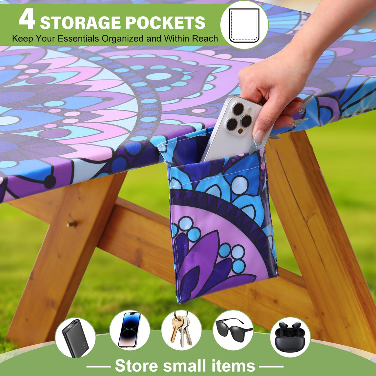 Wrakus elastic edge fit ensures the cover stays in place during breezy picnics.