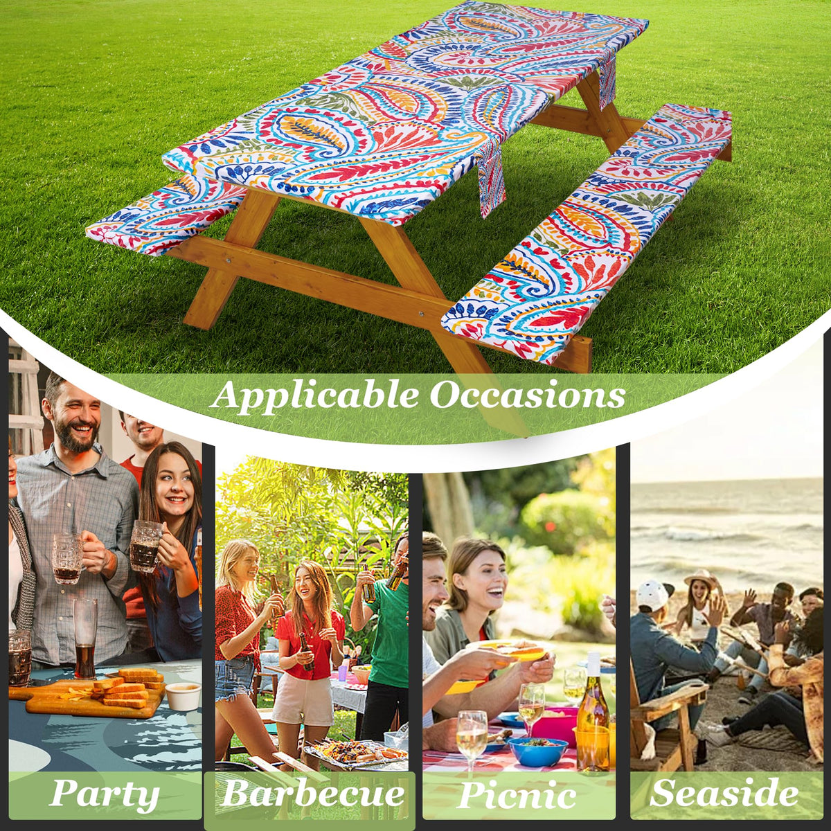 Wrakus outdoor tablecloth in use during camping and picnics enhances setup convenience.