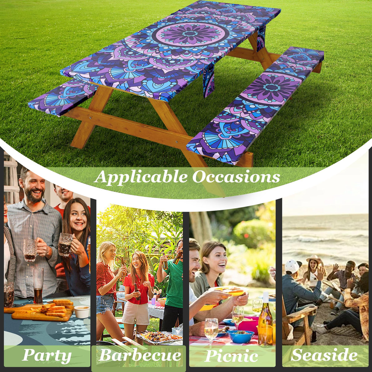 Wrakus tablecloth with four storage pockets keeps napkins and snacks handy.