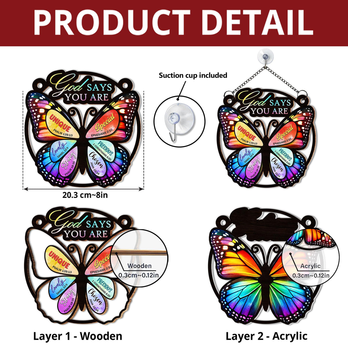 Wrappiness acrylic wings provide a vivid stained-glass look in sunlight