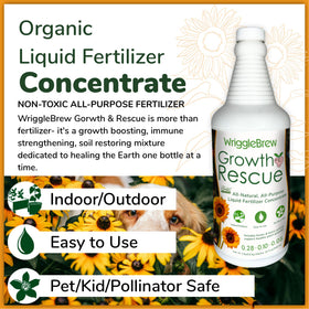 WriggleBrew applied to garden vegetables, supporting soil health and growth.