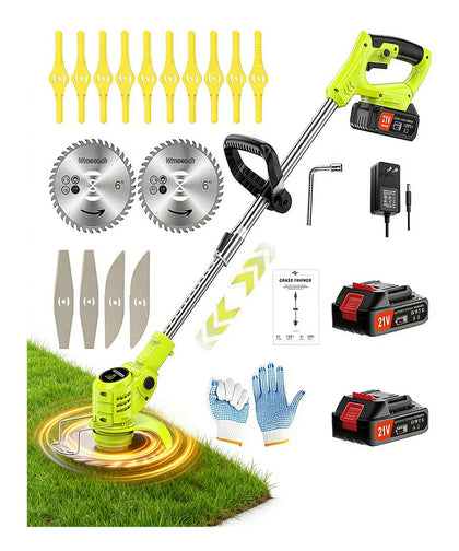 Wrneaoch 21V weed wacker in action showing cordless trimming power