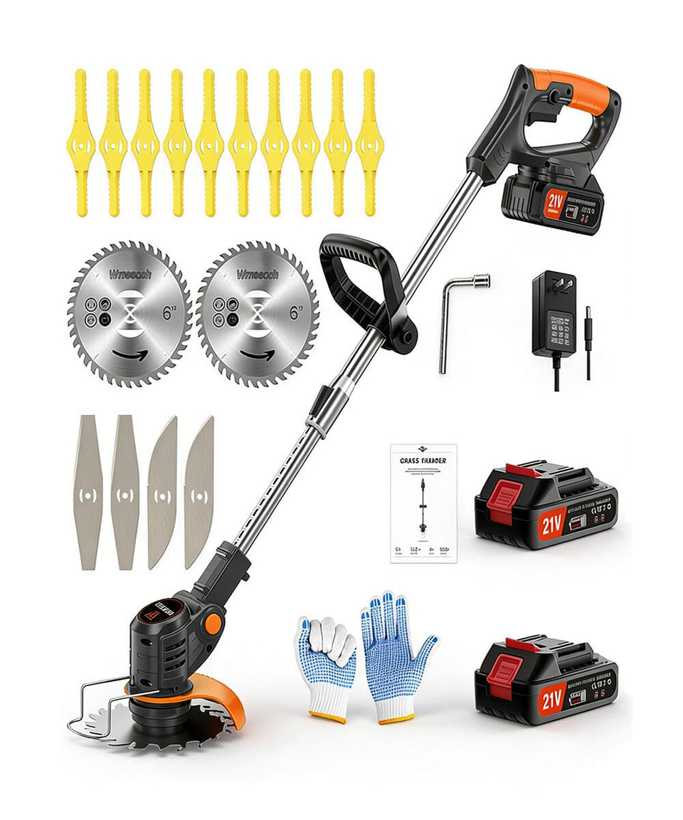 Wrneaoch 21V cordless weed wacker in use for precise edging and trimming.
