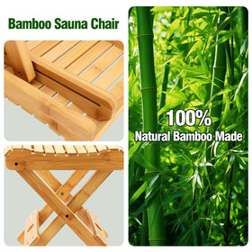 WSBXBB Bamboo Sauna Chair curved seat with slats for comfort and drainage