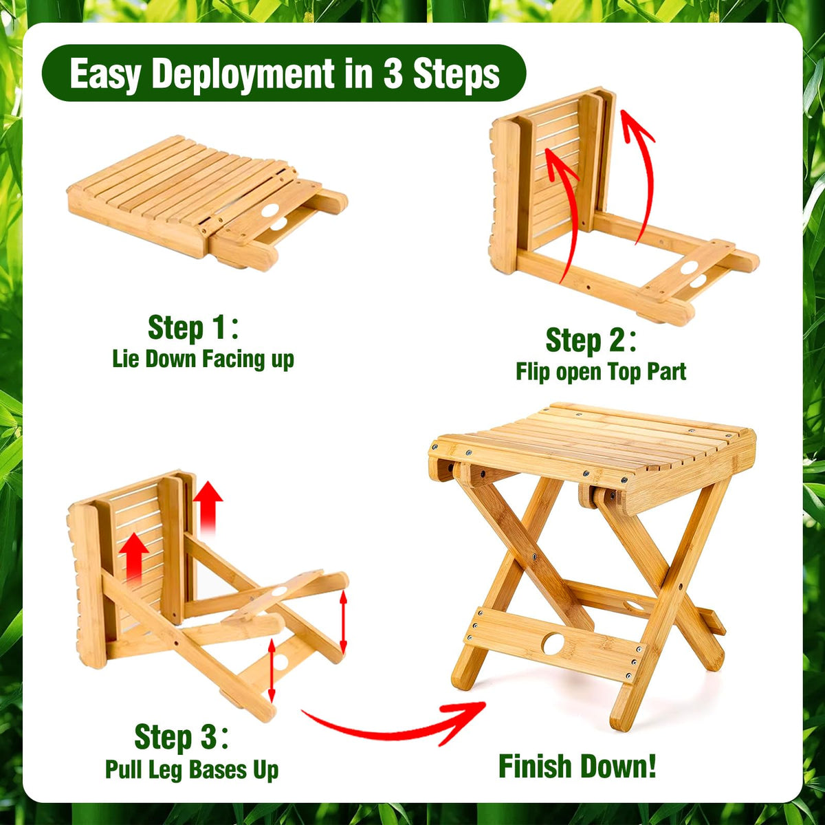 WSBXBB Bamboo Sauna Chair folded compactly for easy transport and storage