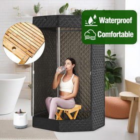 WSBXBB Bamboo Sauna Chair outdoors suitable for camping and beach sauna sessions